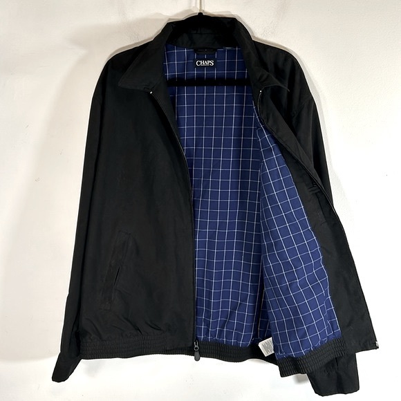 Chaps Ralph Lauren Classic Zip Up Men’s Size XL Black & Plaid Interior Jacket - Picture 1 of 16